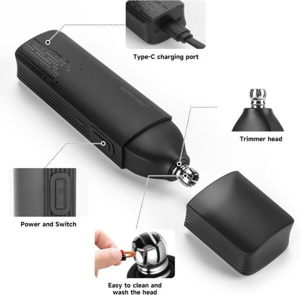 Professional Nose Hair Trimmer for Men, Painless Ear Eyebrow Hair Trimmer Mens Grooming Trimmer Excellent Cutting Power Waterproof Battery Operated Facial Removal Tool - Image 3