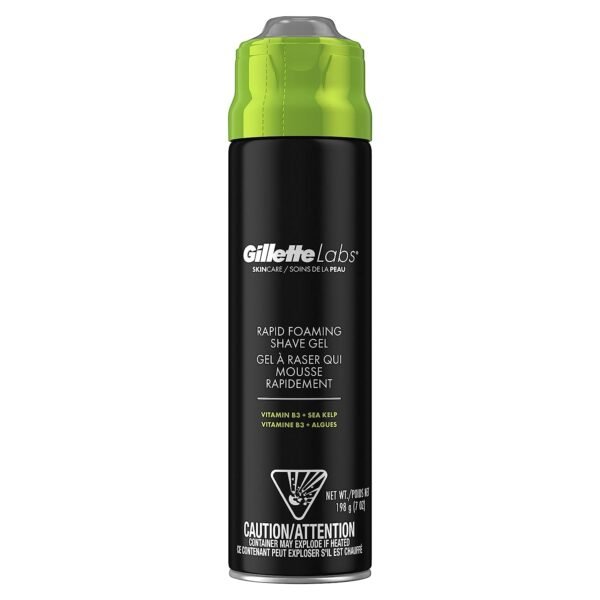 Gillette Labs Rapid Foaming Shaving Gel for Men, Alcohol, Dye and Paraben-Free with Vitamin B3 and Sea Kelp, Cools and Soothes Skin, 7 OZ - Image 2