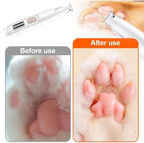 Saffory Electric Paw Trimmer with LED Light - Waterproof, Rechargeable, Low Noise Pet Hair Shaver for Dogs and Cats - Image 6