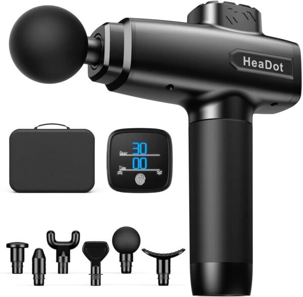 Muscle Massage Gun, Quiet Deep Tissue Percussion Back Neck Head Hammer Massager for Athletes, 30 Speed Level, LCD Touch Screen with 10 Heads, Hand Held Massager (Gray) - Image 2