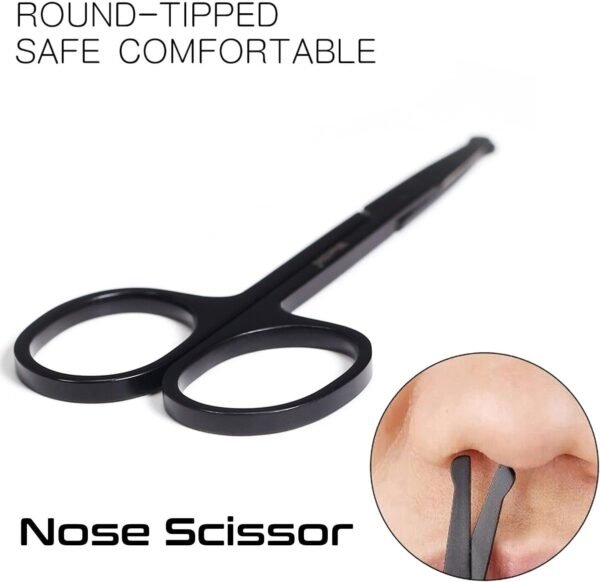 BlueZOO Beard Mustache Scissors and Comb Kit with PU Storage Bag, Rounded Safety Nose Hair Scissor for Men and Women Care Grooming, Ear Trimming Tool, Shears for Personal Grooming, Cutting & Styling - Image 4