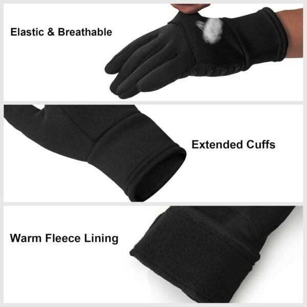 Winter Gloves Men Women Cold Weather: Thermal Waterproof Windprof Touchscreen for Runing Cycling Ski Hiking - Black - Image 6