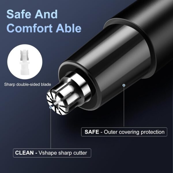 Ear and Nose Hair Trimmer, USB Rechargeable, Painless, for Eyebrow and Facial Hair, Men and Women，Electric Waterproof Facial Hair Remover Epilator Shaver with Dual Edge Blades for Easy Cleansing - Image 7