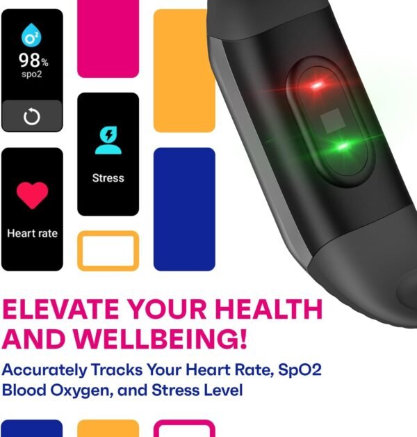 OCTANDRA Active 2 VeryFit Fitness Tracker Heart Rate SpO2 Blood Oxygen Saturation Sleep Monitor Step Counter Pedometer IP68 Waterproof Activity Running Smart Watches for Men Women (ID155) (Black) - Image 3