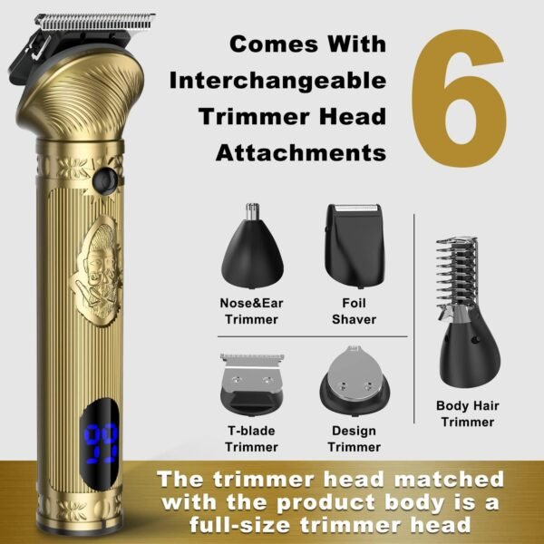 Beard Trimmer Kit for Men - Professional 6 in 1 Hair Clipper Trimmer, Cordless Multi Groomer, Mens Grooming Kit for Beard, Face, Body Nose Electric Razor with Travel Case as Gifts for Him - Image 3