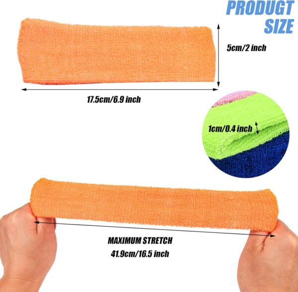Yeshan 12 Packs Wicking Stretchy Athletic Sweatband/Sport Headbands/Head wrap/Yoga Headband/Head Scarf/Best Looking Hairband for Sports or Fashion,Towel Material - Image 5