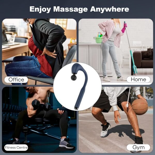 Massage Gun Deep Tissue with Extended Handle Revolutionary U-Shaped Back Massager,Body Massager for Neck,Shoulder,Leg(Dark Blue) - Image 7