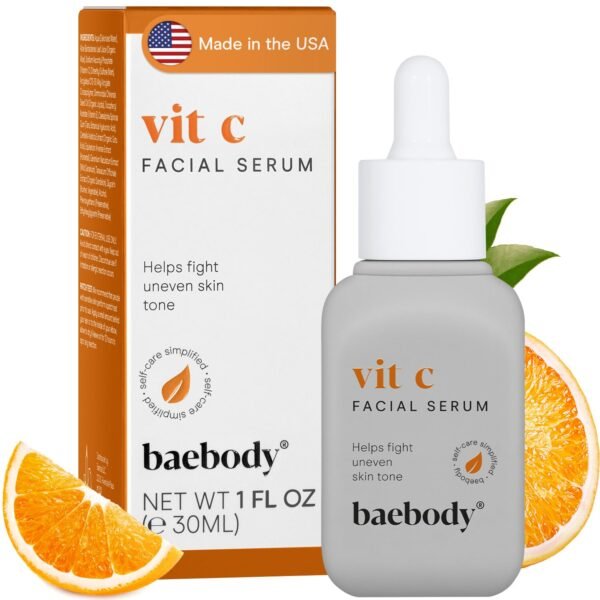 Baebody Made in USA Vitamin C Face Serum - Vitamin C Serum for Dark Spots and Dull Skin - With Hyaluronic Acid (1 fl oz/30 ml) - Image 2