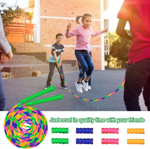 Coolrunner 16 FT Long Jump Rope(2 PACK), Double Dutch Jump Ropes, Soft Beaded Skipping for Kids Adults, Plastic Segmented Long Enough for 4-5 Jumpers - Image 8