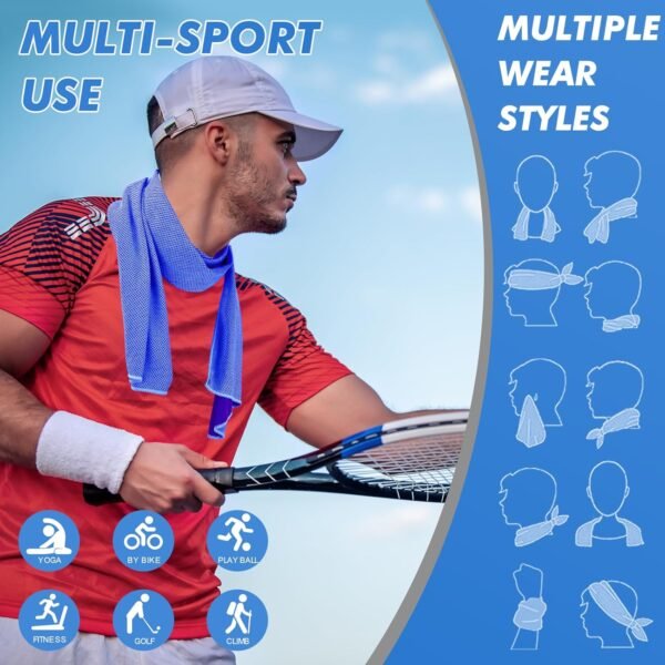 3 Pack Cooling Towels (47"x12") for Neck and Face, Ice Towel for Hot Weather, Soft Breathable Chilly Gym Towels, Microfiber Towel for Work Out, Yoga, Running, Camping & More Activities - Image 5