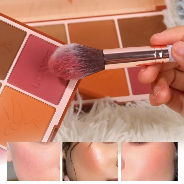 8 Colors Face Matte Blush Palette Shading Blusher with Brush - Buildable Facial Cheek Blusher Contour Bronzing Pressed Powder Makeup Pallet Women Gift Set (01 Matte) - Image 4