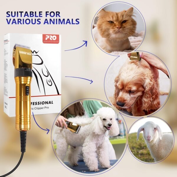 Professional Dog Grooming Clippers for Thick Coat - Dog Hair Trimmer for Grooming- Sheep Shears for Thick Hair – Pet Grooming Clippers for Dogs, Cats, Sheeps, Horse (Gold) - Image 6
