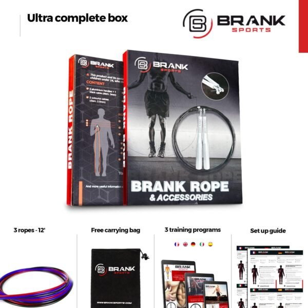 Brank Sports® Speed Rope Set incl. 3 Steel Spare Cables | Ideal for Crossfit, Fitness, Boxing and Easy Double Under | Jump Ropes for Fitness Women and Men Premium Bearing Balls | Unbreakable Handles - Image 5