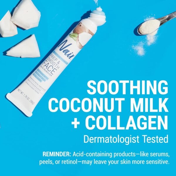 NAIR Exfoliating Facial Hair Removal Cream for Women - Smooth Skin Solution with Collagen for Sensitive Skincare - Image 5