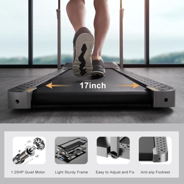 WALKINGPAD R2 Treadmill Running and Walking Folding Treadmill Manual Automatic Modes Foldable Walking Pad Non-Slip Smart LCD Display Fitness Equipment 0.5-7.5MPH (Black) - Image 6