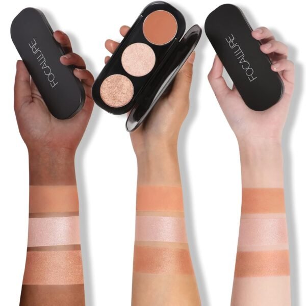FOCALLURE Blush and Highlighter Palette,3 in 1 Makeup Powder Cruelty-Free Matte Blush,Shimmer Illuminator Highlighters for a Glowing Look,#02 - Image 7