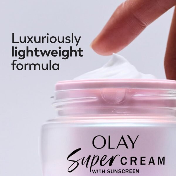 Olay Super Cream with Sunscreen SPF 30, 1.7 oz, Ultra Lightweight Face Moisturizer - Vitamin C & E, Hyaluronic Acid, Niacinamide, Collagen Peptide - Hydrate, Smooth, Brighten, Firm, and Protect - Image 7