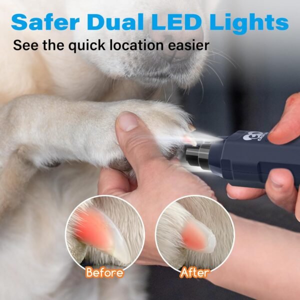 Casfuy 6-Speed Dog Nail Grinder - Newest Enhanced Pet Nail Grinder Super Quiet Rechargeable Electric Dog Nail Trimmer Painless Paws Grooming & Smoothing Tool for Large Medium Small Dogs (Blue) - Image 4