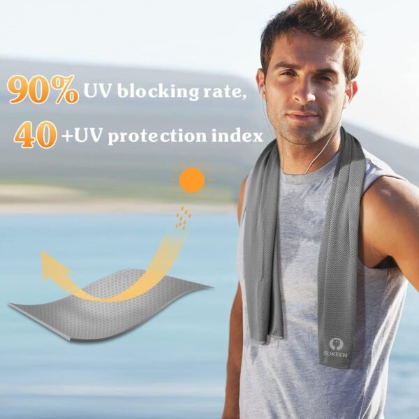 Sukeen Cooling Towels for Neck and Face, 4 Pack Cooling Towels for hot Weather (40"x12"), Cooling Rags for Yoga, Sport, Running, Workout,Gym, Camping, Fitness, Workout & More Activities - Image 4