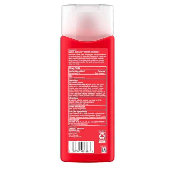Neutrogena Stubborn Body Acne Cleanser & Exfoliator with Salicylic Acid & PHA for Acne-Prone Skin, Acne Treatment Gently Exfoliates & Helps Prevent Breakouts, Fragrance-Free, 8.5 fl. oz - Image 3