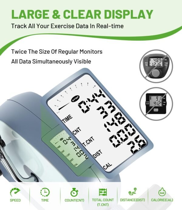 Under Desk Bike Pedal Exerciser, Portable Mini Exercise Bike with LCD Display for Home/Office, Desk Cycle for Leg/Arm with Handle, Leg Exerciser While Sitting for Physical Therapy - Image 8