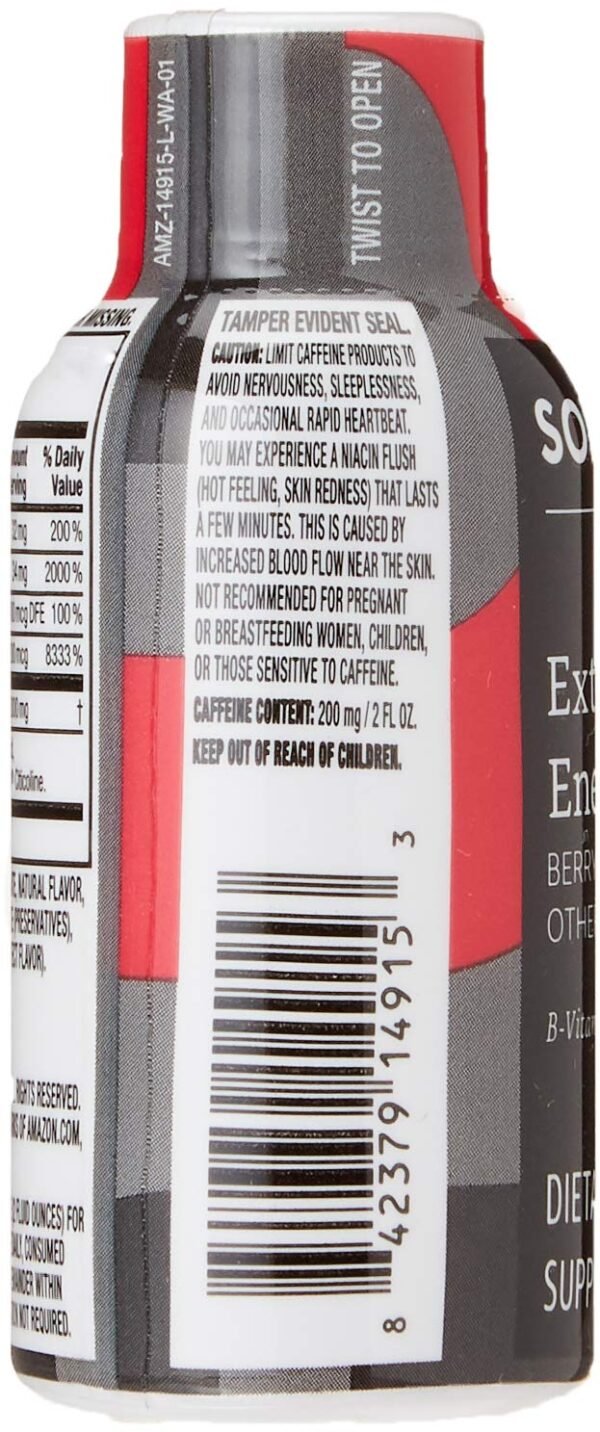 Amazon Brand - Solimo Energy Shot, Berry Flavor, 2 fl oz (Pack of 12) - Image 5