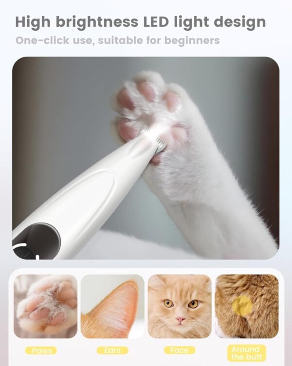 Dog Grooming Kit with LED Display, 35dB Ultra-Low Noise Clippers, Cordless Dog Hair Trimmer for Paws, Ears, Face, Rump with LED Light - Image 8
