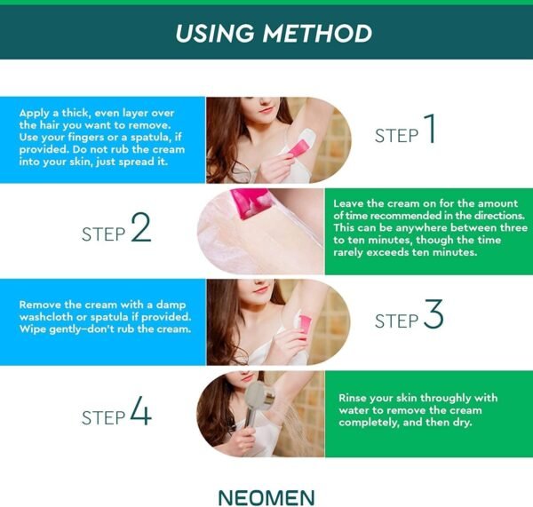 Hair Removal Cream for Men & Women : Painless Depilatory for Sensitive Skin & Intimate Areas, Moisturizing with Aloe Vera & Vitamin E, Safe for Face, Underarms, Bikini, Arms, Legs - Image 6