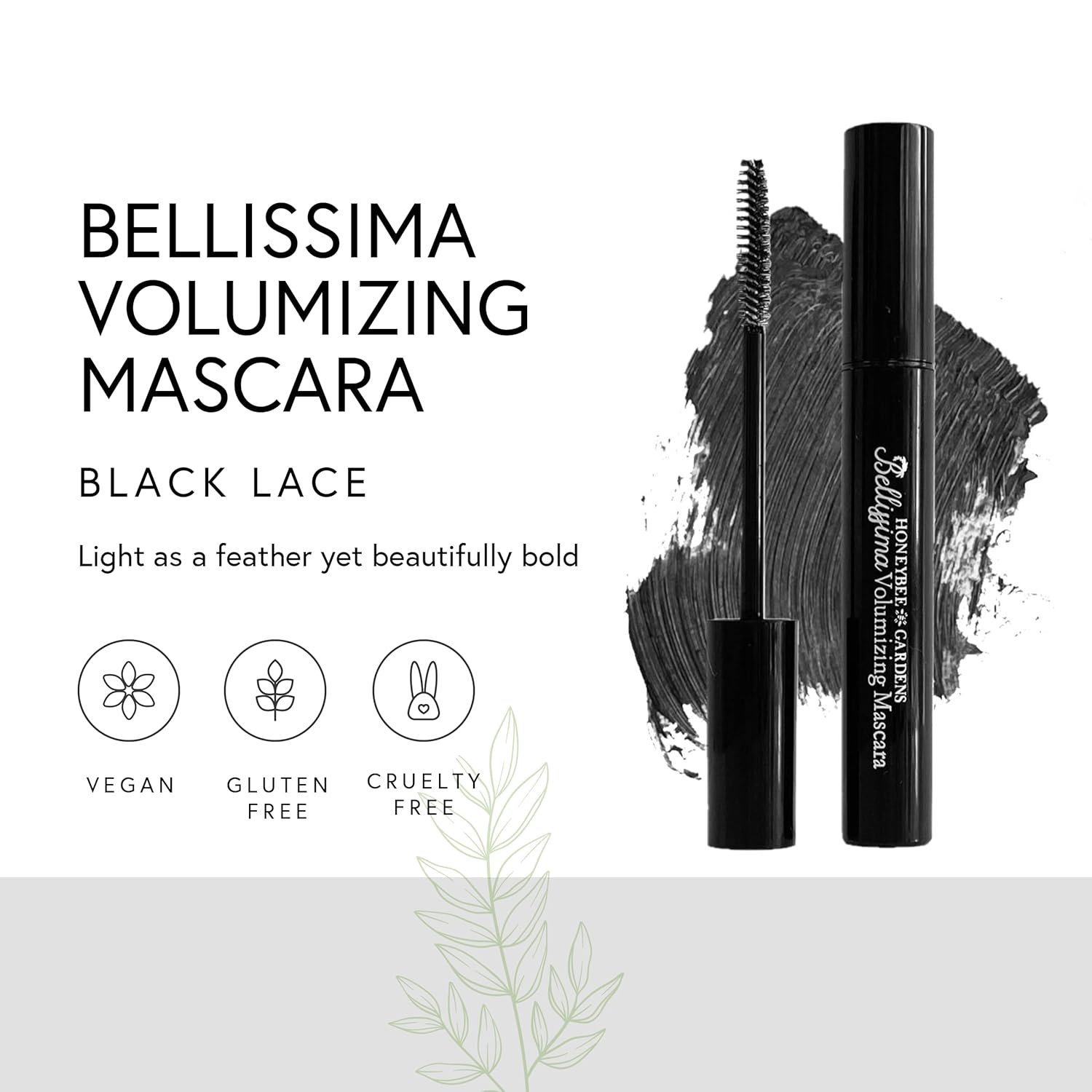 Honeybee Gardens Bellissima Volumizing Mascara In Black Lace, Lightweight And Bold, Non-Smudging, Vegan, Gluten-Free, Cruelty-Free, Net Wt. 0.13 oz. - Image 3