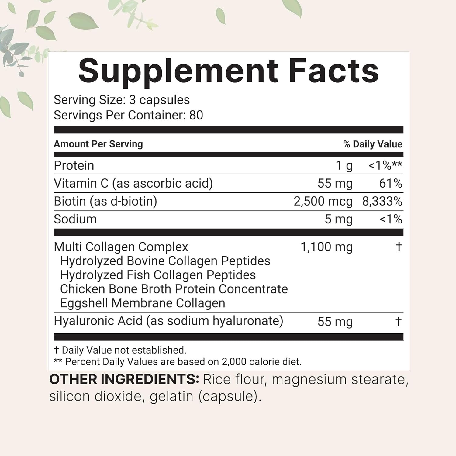 Micro Ingredients Multi Collagen Pills for Women & Men, 240 Capsules | Type I, II, III, V, X - Hydrolyzed Collagen Peptides with Biotin, Hyaluronic Acid & Vitamin C | Hair, Skin, Nail & Joint Support - Image 3