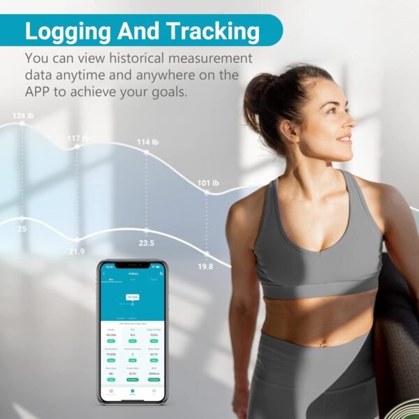 Living Enrichment Bluetooth Scale for Body Weight, Smart Body Fat Weight BMI Bathroom Wireless Scale with High Accuracy Sensor, Body Composition Monitor Analyzer with Smartphone App, 396 lbs - Black - Image 5