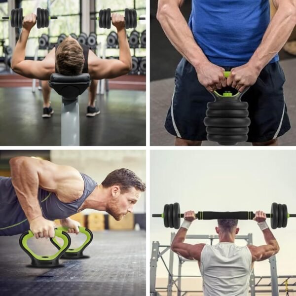 Adjustable Kettlebell Set, 4 in 1 Adjustable Dumbbell Set,44lbs/66lbs/88lbs Weight Set Used as Kettlebells, Barbell, Push up Stand for Home Gym,Round - Image 8