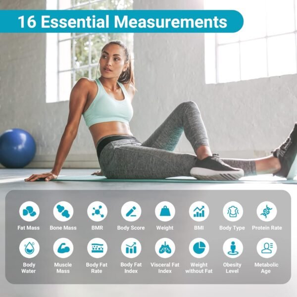 Living Enrichment Bluetooth Scale for Body Weight, Smart Body Fat Weight BMI Bathroom Wireless Scale with High Accuracy Sensor, Body Composition Monitor Analyzer with Smartphone App, 396 lbs - Black - Image 3