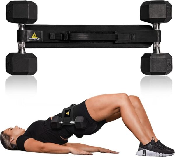 Exercise Hip Thrust Belt for Weights, Glute Workout Equipment, Adjustable Hip Thrust Belt for Dumbbells, Glute Trainer for Home Workouts with Extra Padding, Booty Builder - Image 2