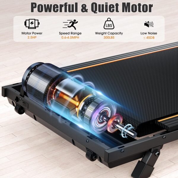 Walking Pad Treadmill, Under Desk Treadmill with Incline for Home Office, 2.5 HP Compact Portable Mini Treadmills Save Space, 2 in 1 Small Walking Pad with Large LED Display, 300 lb Capacity - Image 5