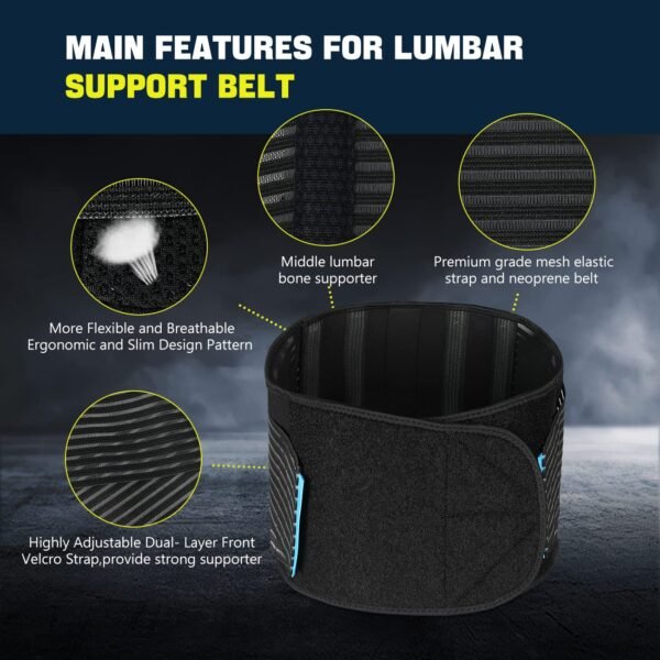 Back Brace Lumbar back Support Belt for Lower Back Pain Relief, Weight lifting, House Cleaner,Compression Belt for Men and Women - Image 4