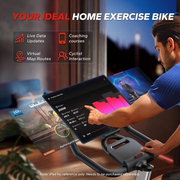 MERACH Exercise Bike, Indoor Cycling Bike Brake Pad, Magnetic Stationary Bike with Exclusive App, 300lbs Cycle Bike with Comfortable Bike Seat Cushion and Tablet Mount for Home Weight Loss - Image 3