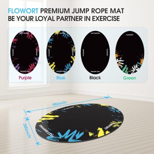 Jump Rope Mat Large Rubber Exercise Mat Indoor Outdoor Shock Absorbing Mat Non-Slip Oval Design for Floor & Rope Protection, Workout Mats for Home Gym Flooring - Image 4