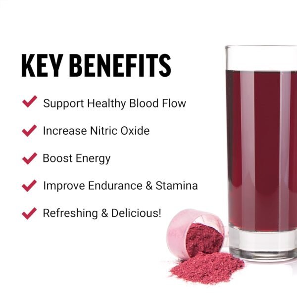 Force Factor Total Beets Drink Mix Superfood Powder with Nitrates to Support Circulation, Blood Flow, Nitric Oxide, Energy, Endurance, and Stamina, Cardiovascular Heart Health Supplement, 30 Servings - Image 3
