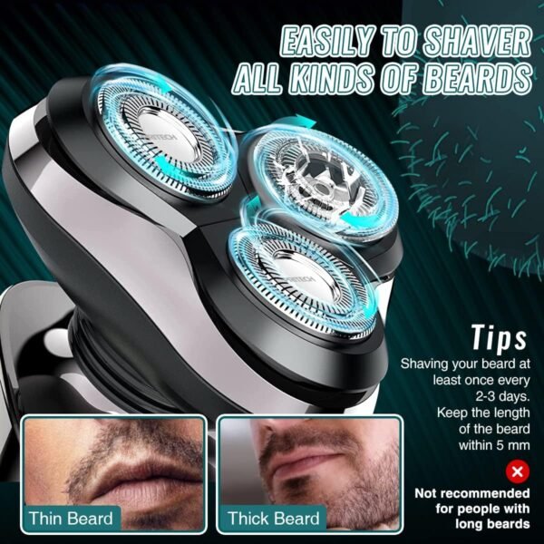 Electric Razor for Men - Rechargeable Electric Shaver for Men, Waterproof Wet Dry Cordless Razor with Nose Hair Trimmer and Sideburns Trimmer - Image 6