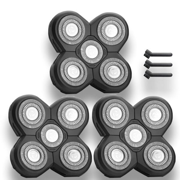 3Pack Shaver Replacement Blades Compatible with F-ree-bird Head Shaver Kit, 5 Blades Shaver Replacement Heads for Bald Men, Ruixin Replacement Blades for Flex-series Electric, with 3 Brushes. - Image 2