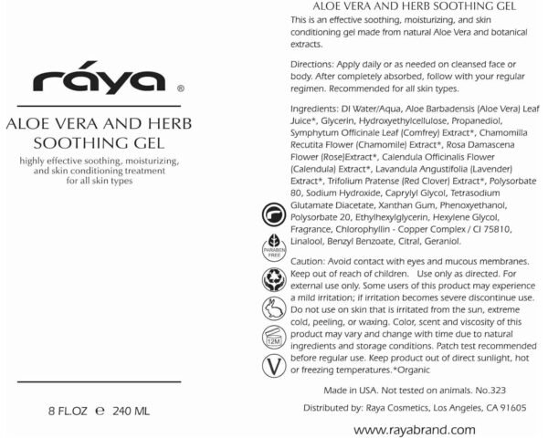 Raya Aloe Vera and Herbs Soothing Gel (323) | Effective, Soothing, and Moisturizing Treatment for the Face and Body | Comforts Dry, Chapped, and Irritated Skin - Image 8