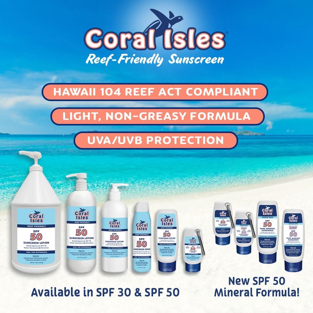 Sunscreen SPF 50 | Hawaii Compliant as Reef Safe | Octinoxate & Oxybenzone Free | Broad Spectrum UVA/UVB Protection | Water Resistant 80 Min. | Fragrance Free | 6 Fl Oz Lotion - Image 8
