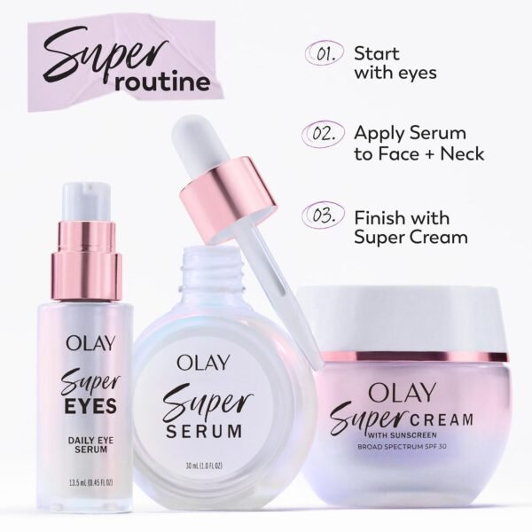 Olay Super Cream with Sunscreen SPF 30, 1.7 oz, Ultra Lightweight Face Moisturizer - Vitamin C & E, Hyaluronic Acid, Niacinamide, Collagen Peptide - Hydrate, Smooth, Brighten, Firm, and Protect - Image 11