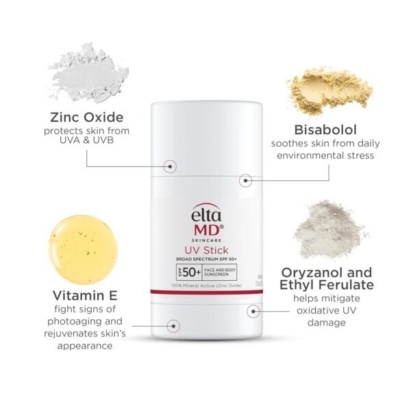 EltaMD UV Stick Sunscreen for Face and Body, Mineral SPF 50+ Face Stick Sunscreen with Zinc Oxide, Travel Size, 1.3 oz - Image 6