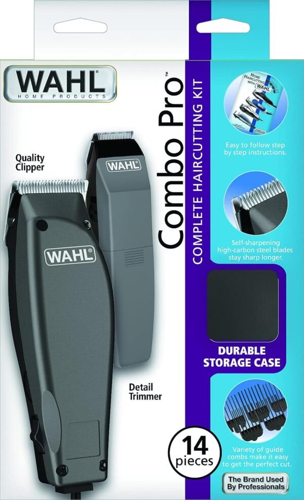 Wahl Clipper Corp Pro 14 Piece Styling Kit with Hair Clipper and Beard Trimmer for Total Body Grooming - Model 79450, Chrome - Image 3