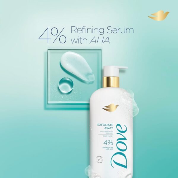 Dove Body Wash Exfoliate Away Micro-polishes for silkier skin 4% refining serum with AHA 18.5 oz - Image 6