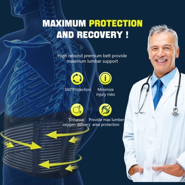 Back Brace Lumbar back Support Belt for Lower Back Pain Relief, Weight lifting, House Cleaner,Compression Belt for Men and Women - Image 3