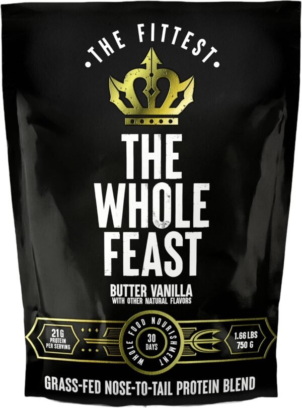 The Fittest Whole Feast Beef Protein Powder - Butter Vanilla - Nose to Tail Carnivore Blend Including Liver, Colostrum and Whole Bone - BCAAs - 14g Collagen - 21g Total Protein - Image 2
