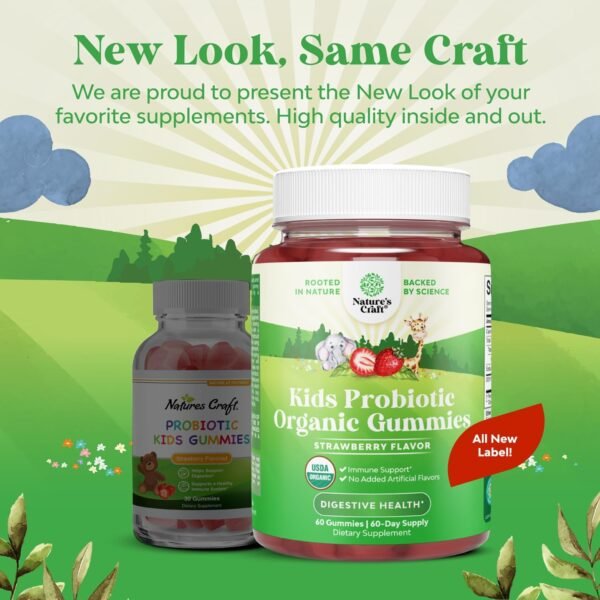 USDA Organic Kids Probiotic Gummies - Gut Bacteria Probiotics for Digestive Health & Stomach Relief - Gentle 2.5B CFU Kids Immune Support & Gut Heath Supplement - Vegan & Non-GMO Chews - 60 Count - Image 8